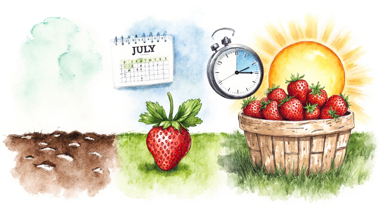 Визуальная хронология роста клубники: от саженца к урожаю за 65 дней.